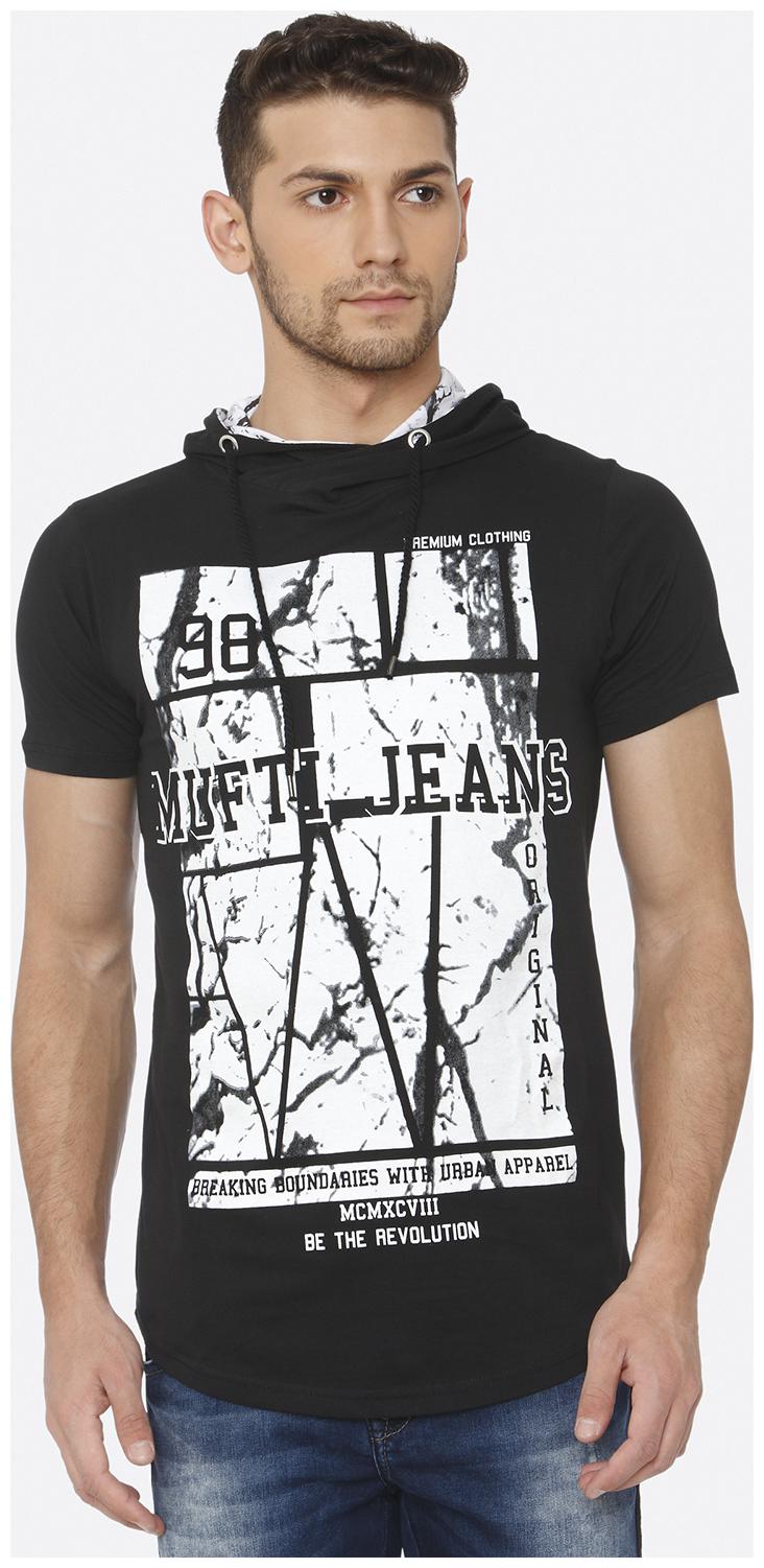 

Mufti Men Black Slim fit Cotton Hood T-Shirt - Pack Of 1