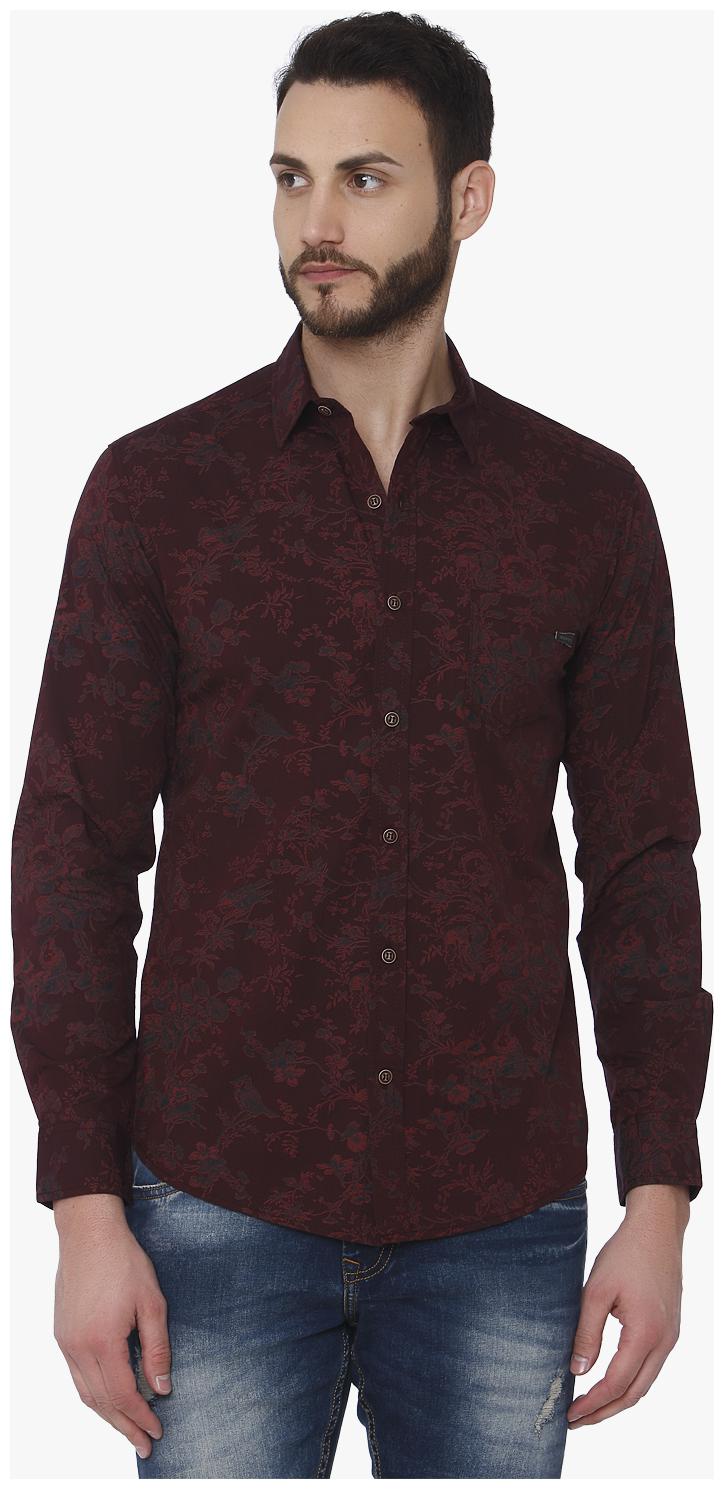 

Mufti Men Brown Printed Slim Fit Casual Shirt
