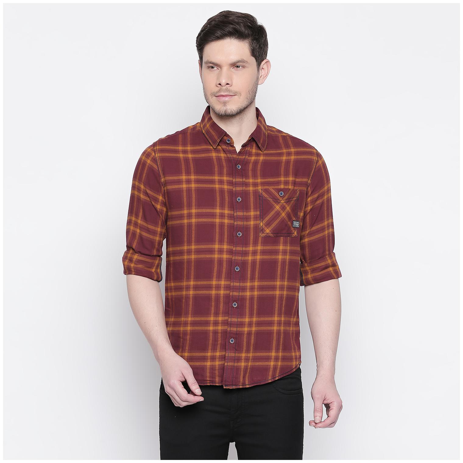 

Mufti Men Red Checked Slim Fit Casual Shirt
