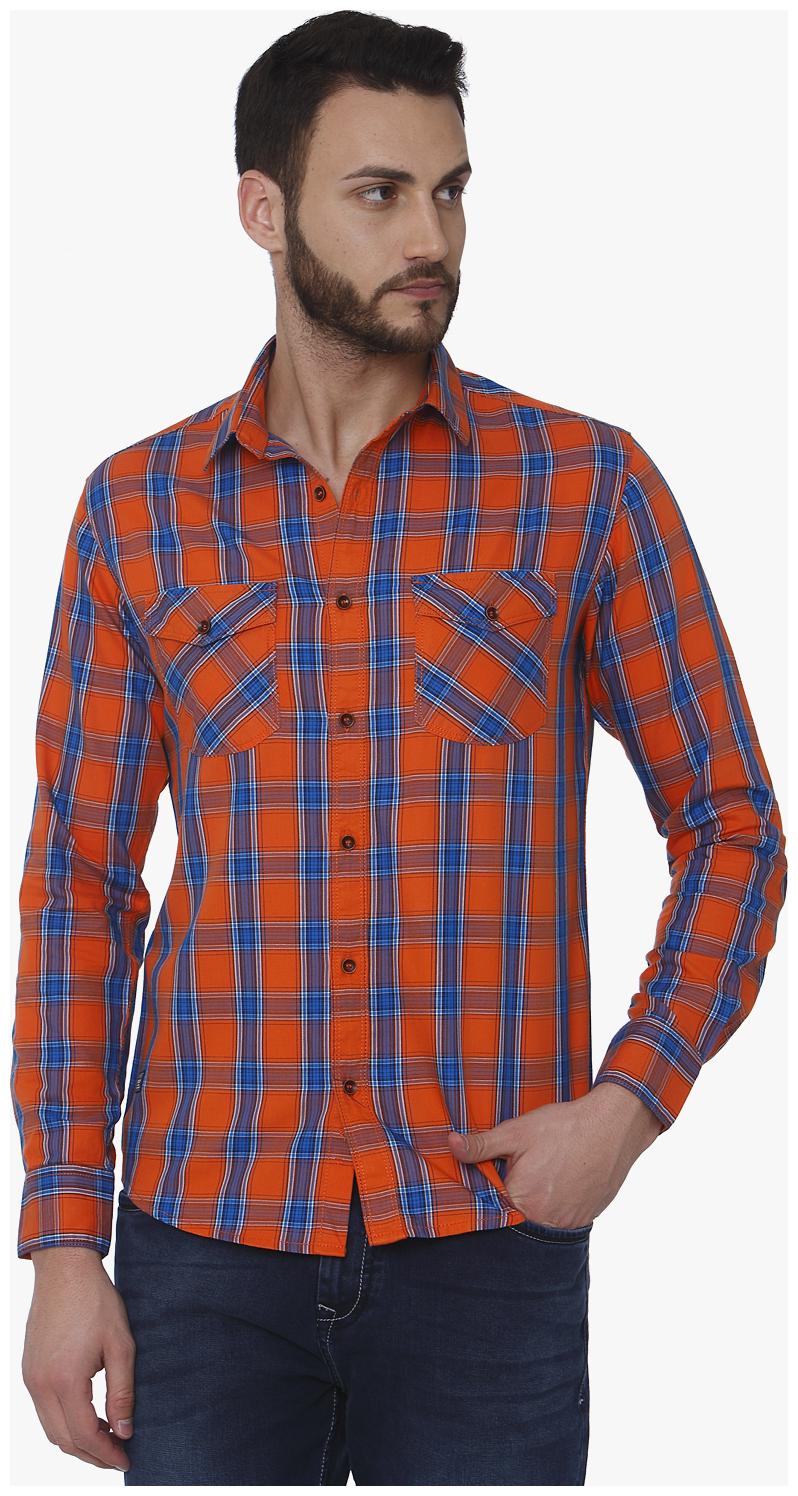 

Mufti Men Orange Checked Slim Fit Casual Shirt