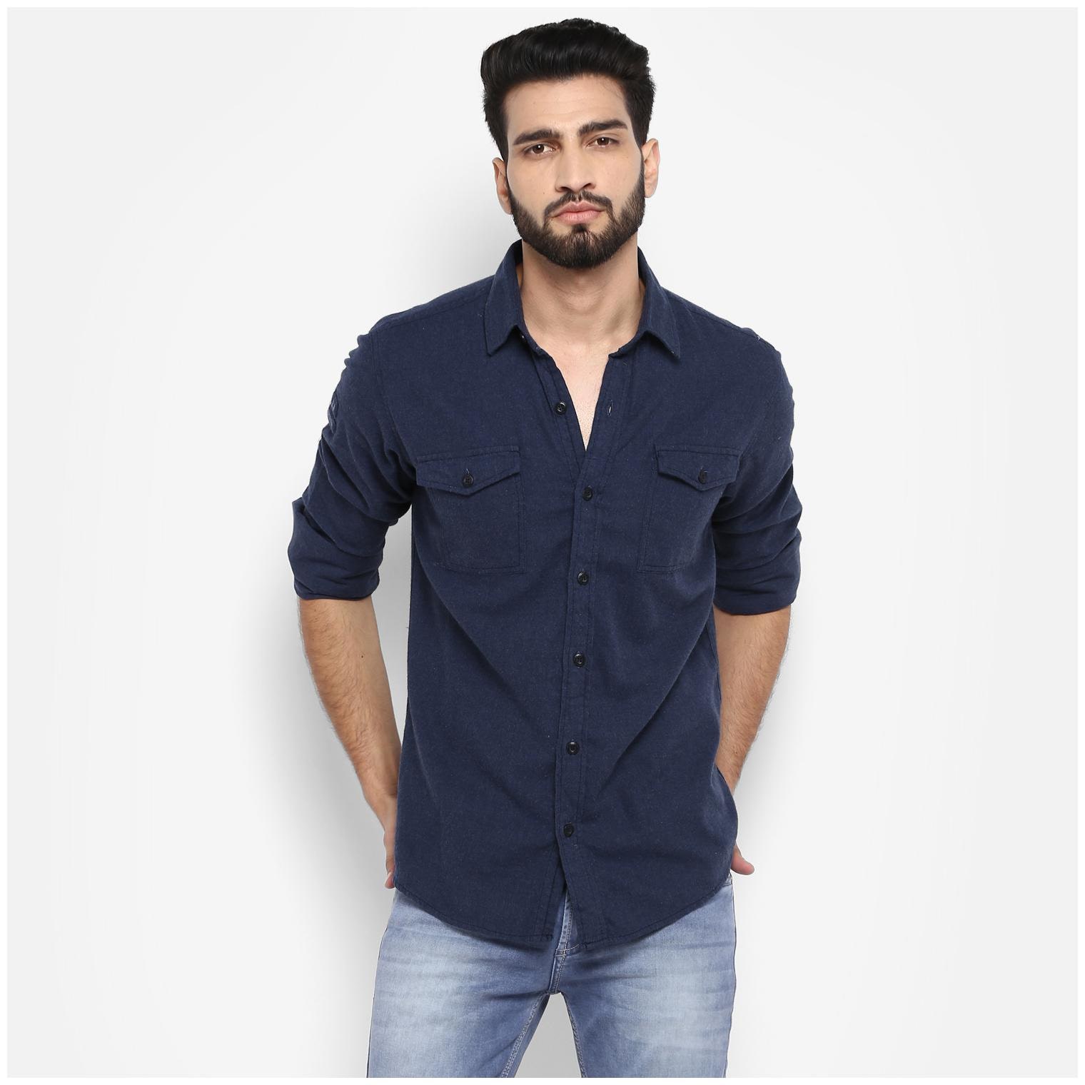 

Mufti Men Blue Solid Regular Fit Casual Shirt