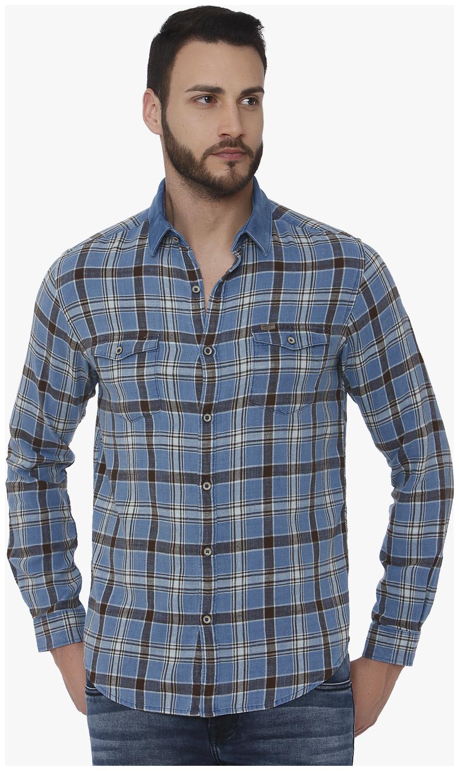 

Mufti Men Blue Checked Slim Fit Casual Shirt