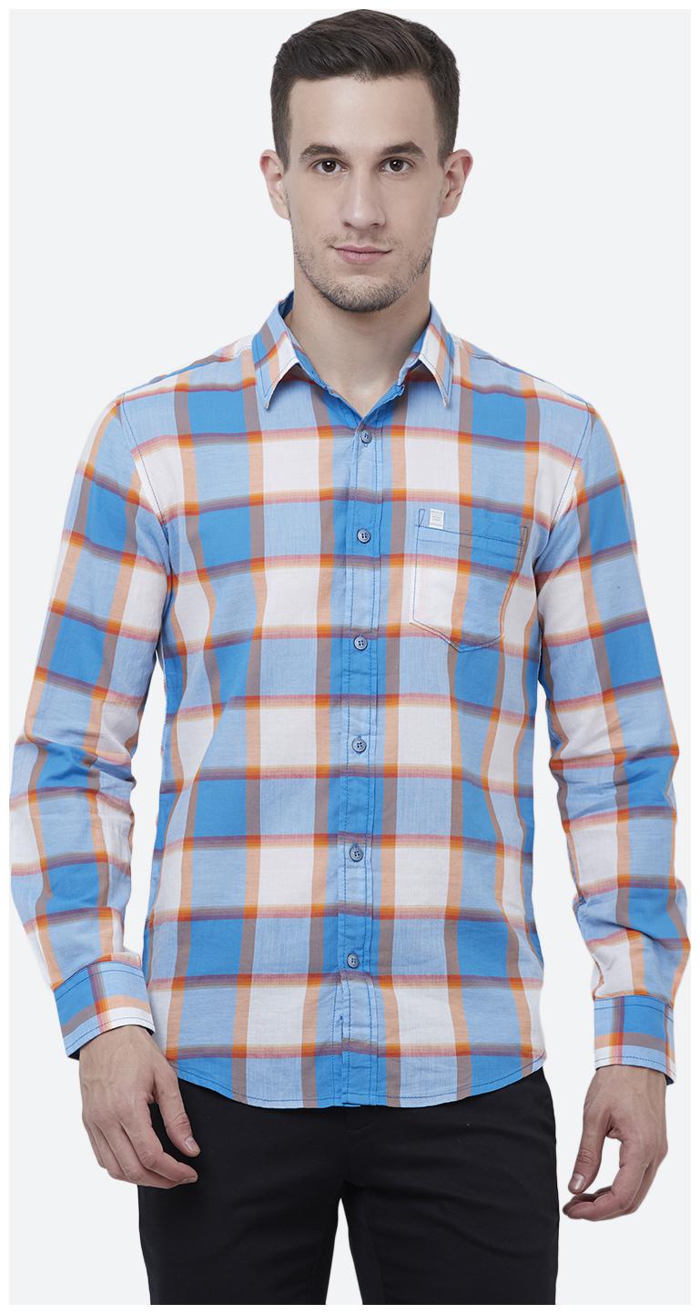 

Mufti Men Blue White Colorblocked Slim Fit Casual Shirt