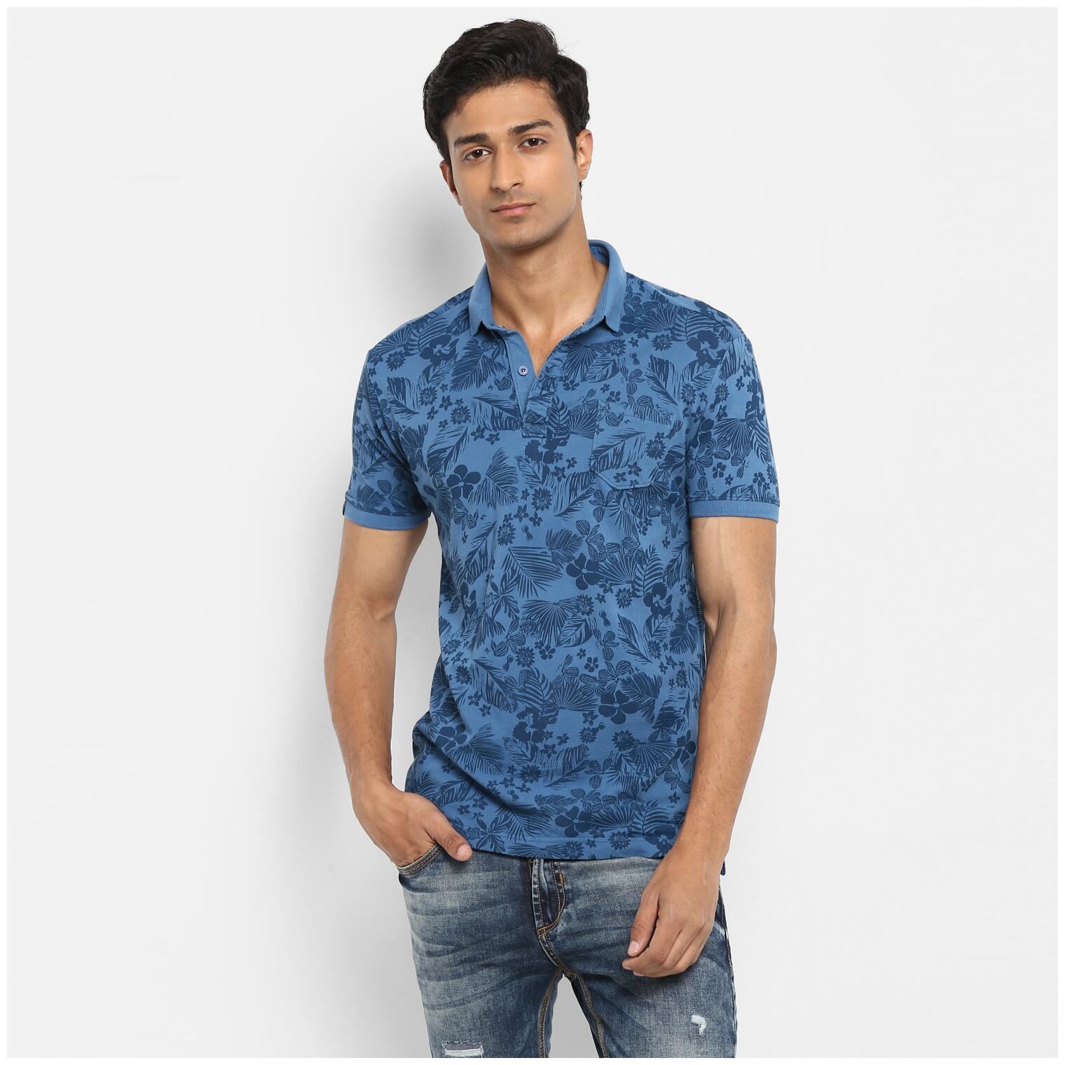 

Mufti Men Blue Slim fit Cotton Polo collar T-Shirt - Pack Of 1