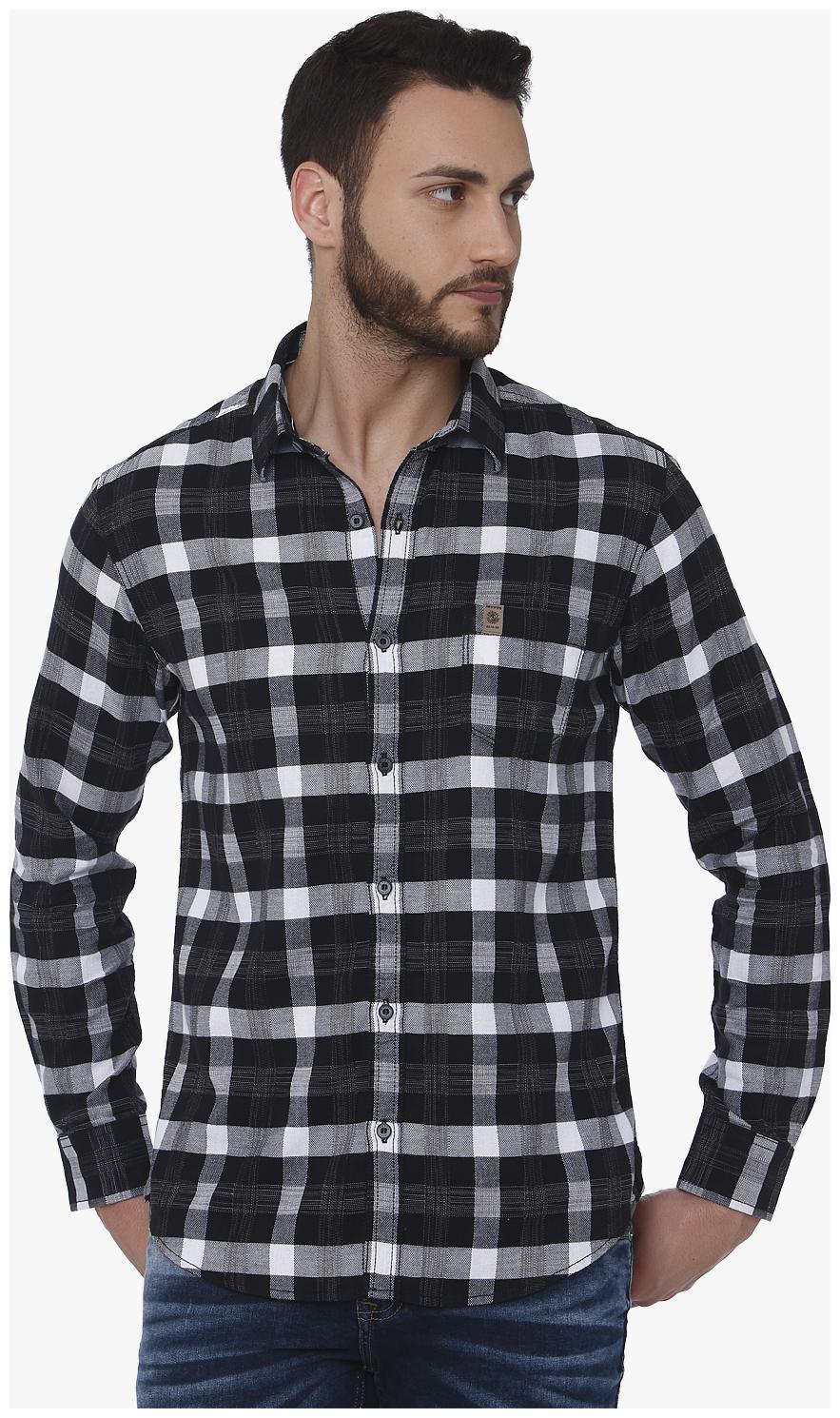 

Mufti Men Black White Checked Slim Fit Casual Shirt