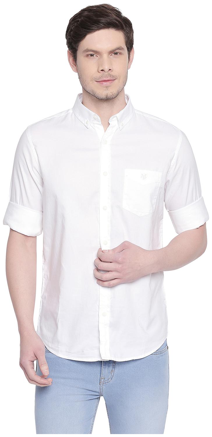 

Mufti Men White Solid Slim Fit Casual Shirt