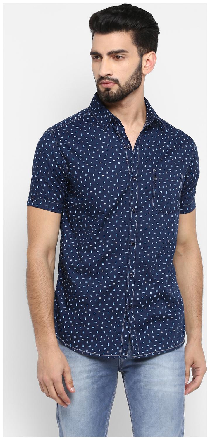 

Mufti Men Blue Printed Slim Fit Casual Shirt