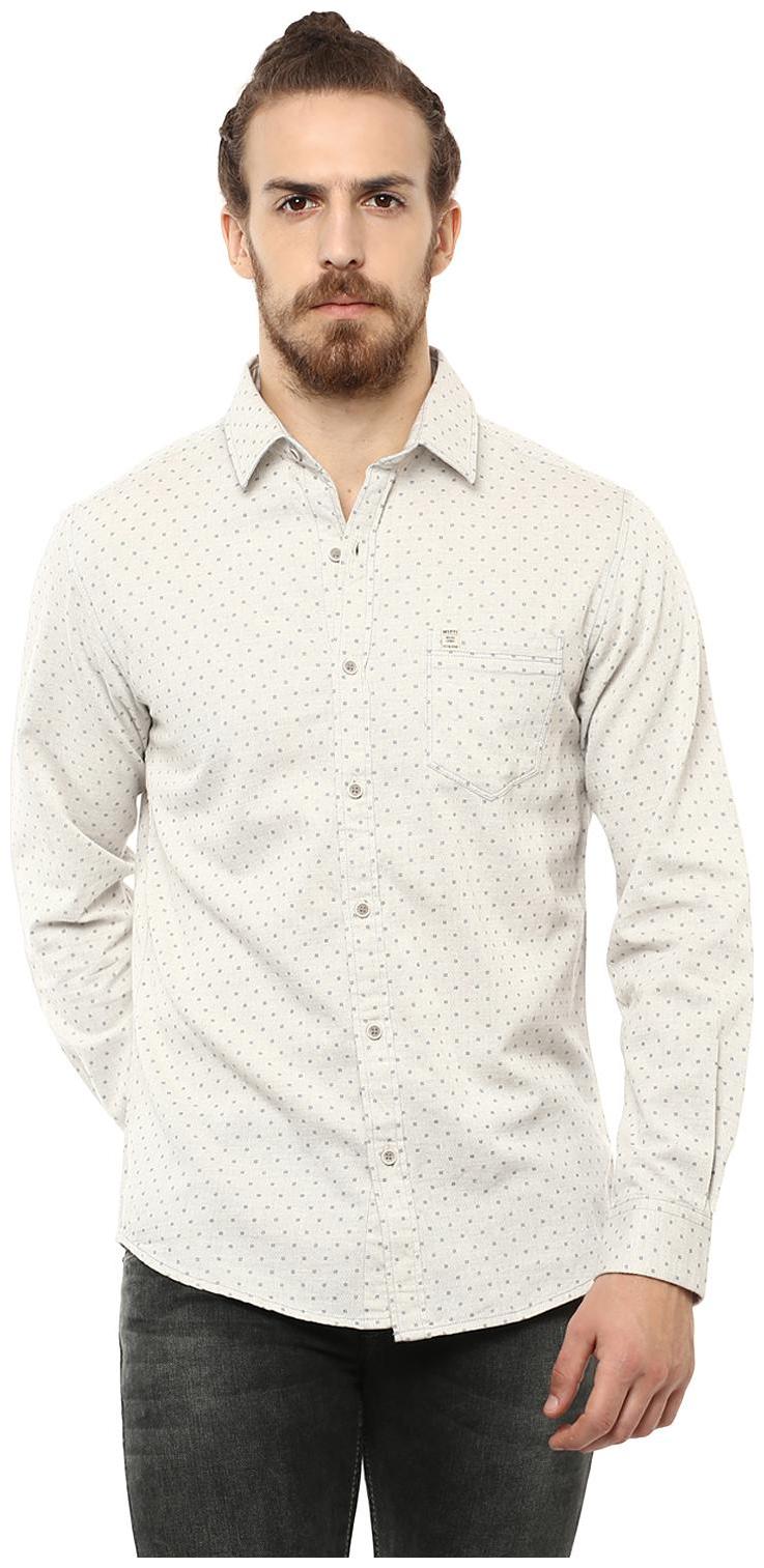 

Mufti Men Beige Printed Slim Fit Casual Shirt