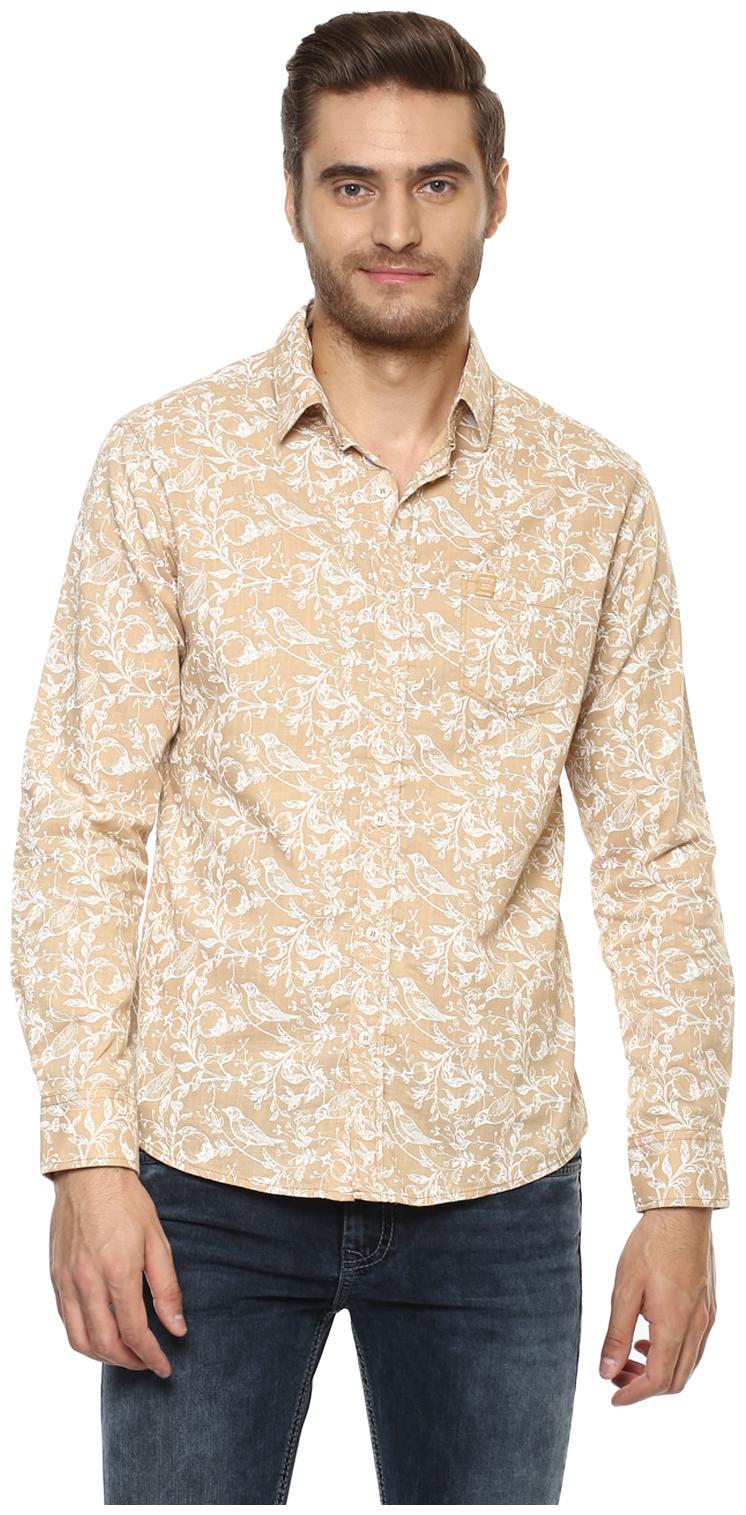 

Mufti Men Beige Printed Slim Fit Casual Shirt
