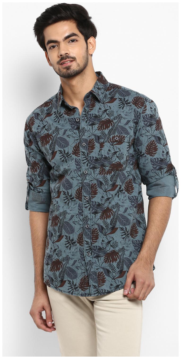 

Mufti Men Blue Floral Slim Fit Casual Shirt