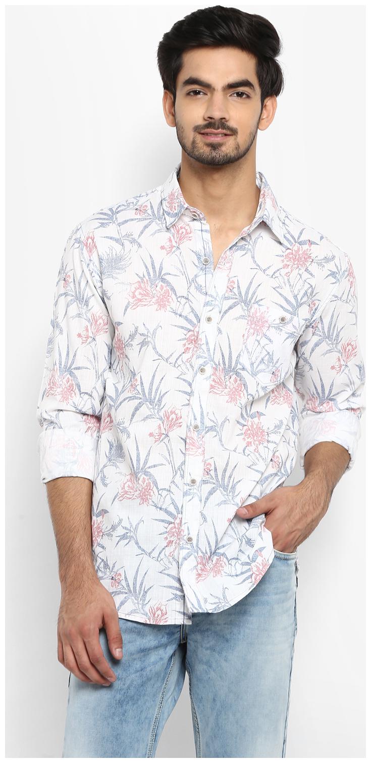 

Mufti Men White Floral Slim Fit Casual Shirt