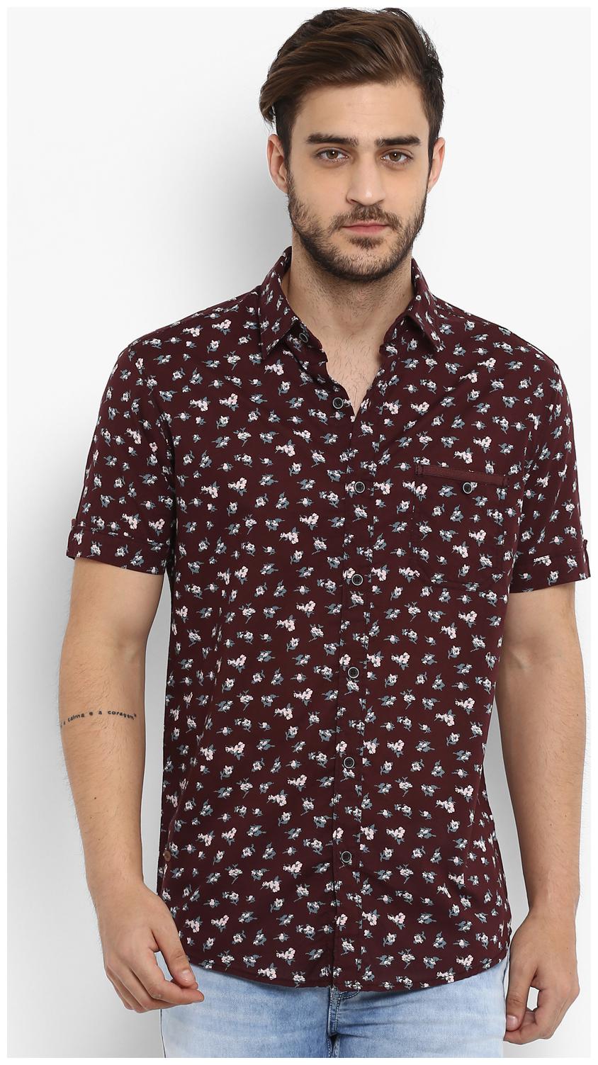 

Mufti Men Maroon Floral Slim Fit Casual Shirt