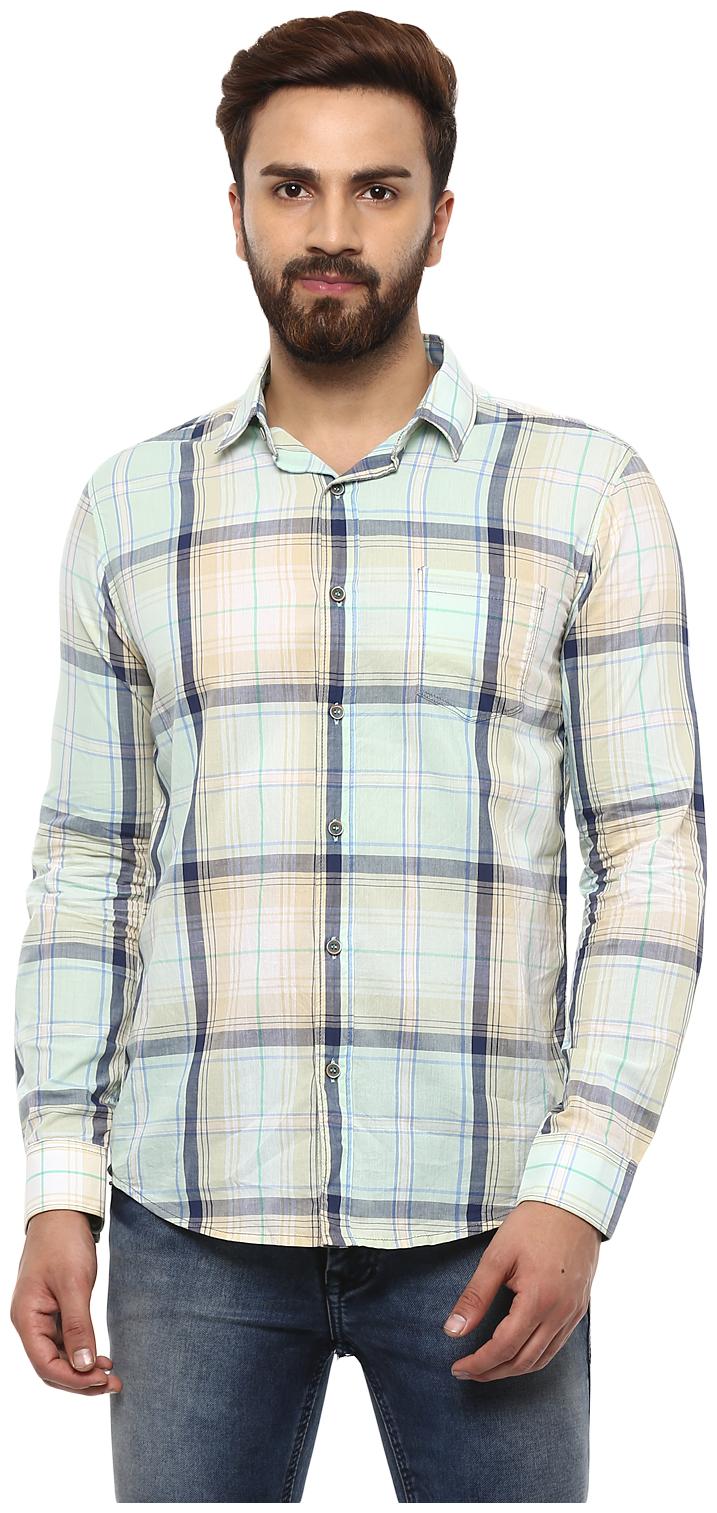 

Mufti Men Green Checked Slim Fit Casual Shirt