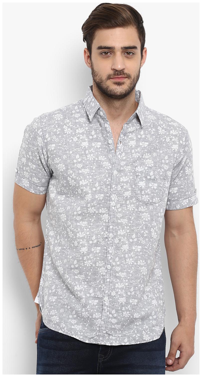 

Mufti Men Grey Printed Slim Fit Casual Shirt