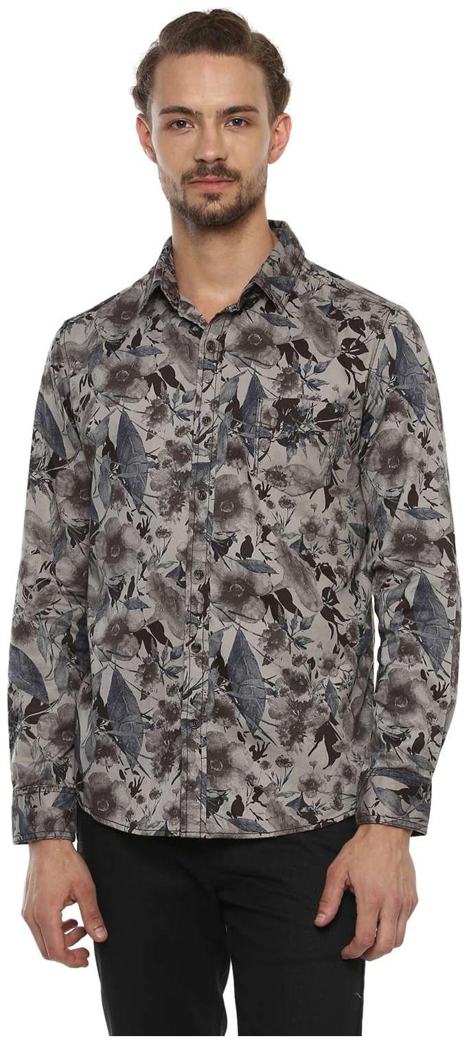 

Mufti Men Grey Printed Regular Fit Casual Shirt