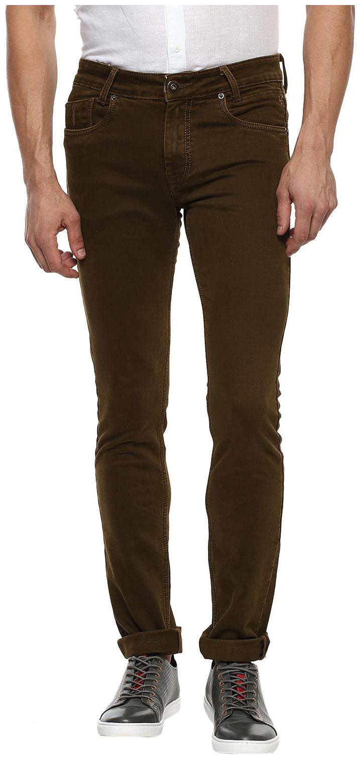 

Mufti Men Brown Solid Slim fit Regular trousers