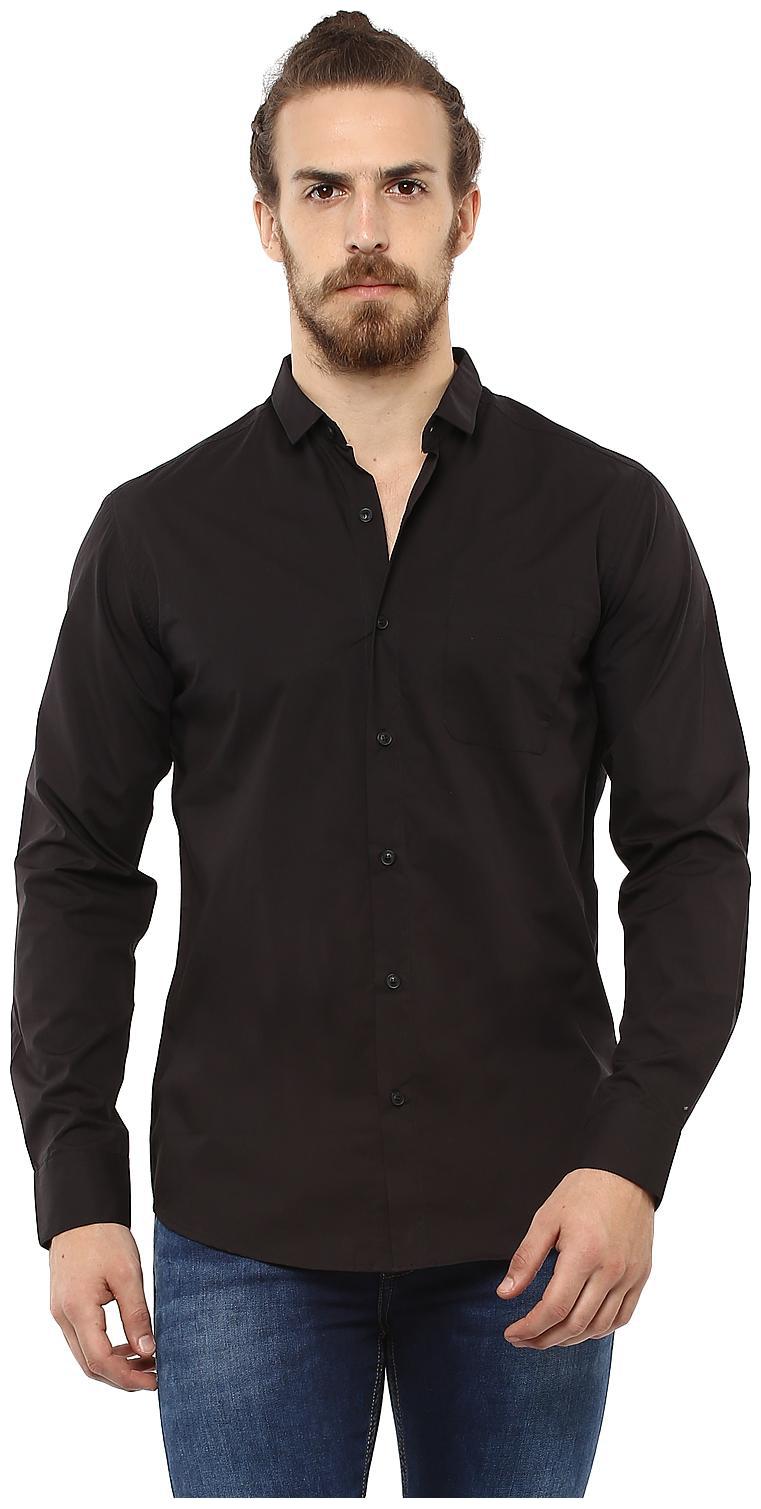 

Mufti Men Black Solid Slim Fit Casual Shirt