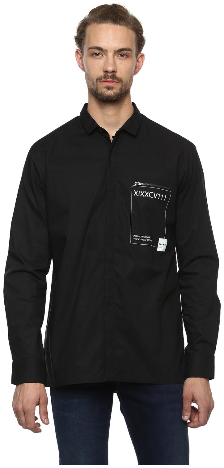 

Mufti Men Black Solid Slim Fit Casual Shirt
