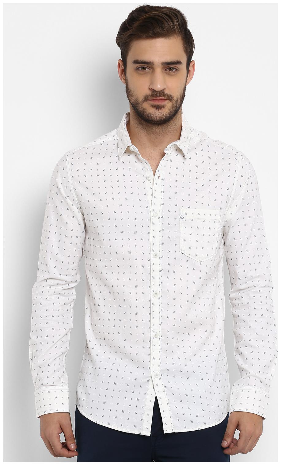 

Mufti Men White Floral Slim Fit Casual Shirt