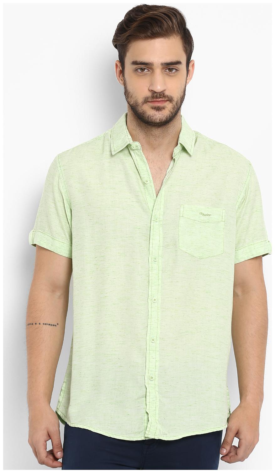 

Mufti Men Green Solid Slim Fit Casual Shirt