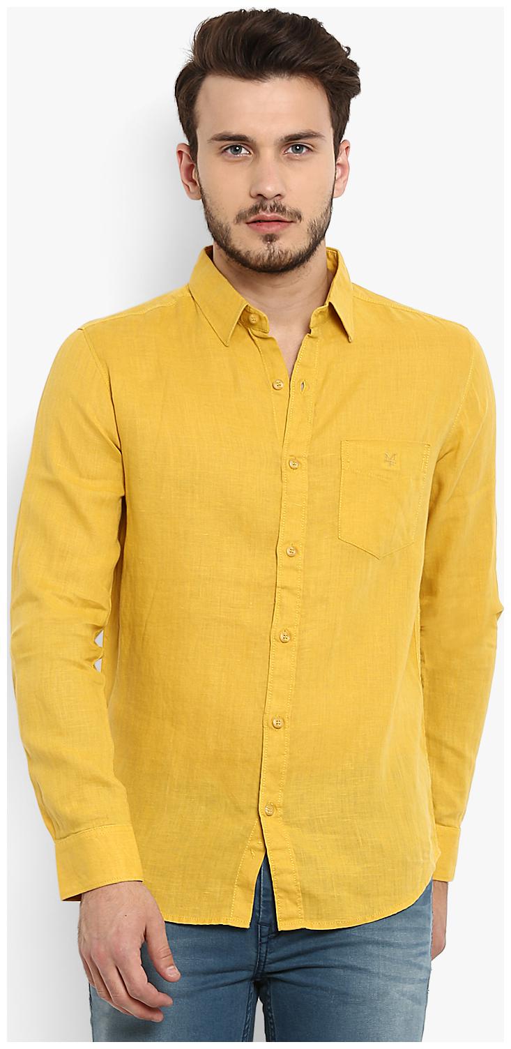 

Mufti Men Yellow Solid Slim Fit Casual Shirt