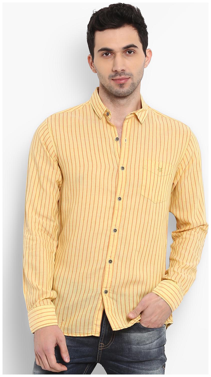 

Mufti Men Yellow Pinstrips Slim Fit Casual Shirt