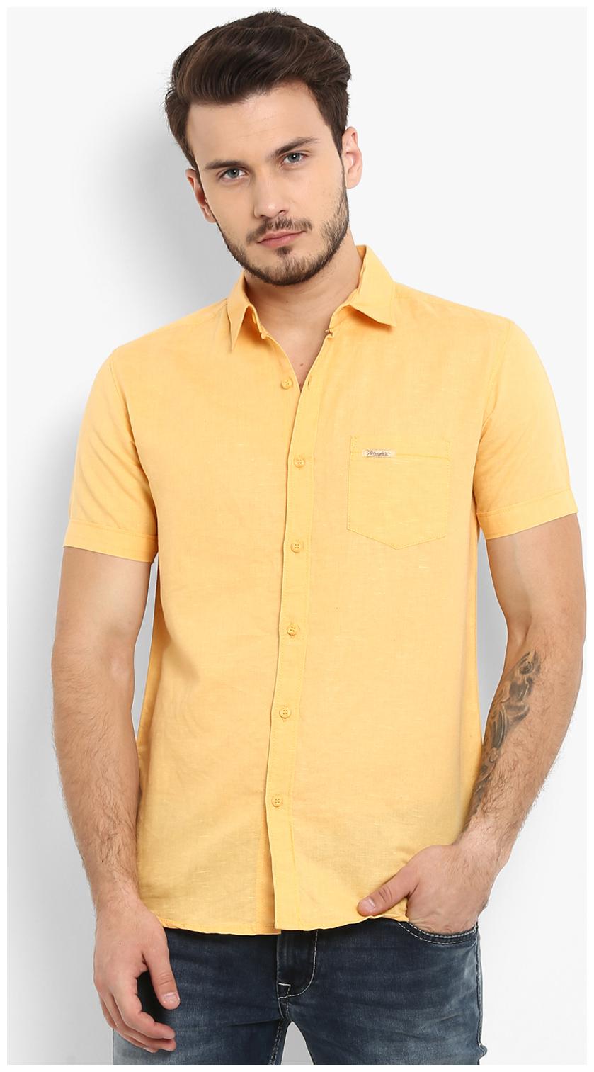 

Mufti Men Yellow Solid Slim Fit Casual Shirt