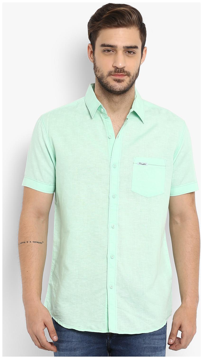 

Mufti Men Green Solid Slim Fit Casual Shirt