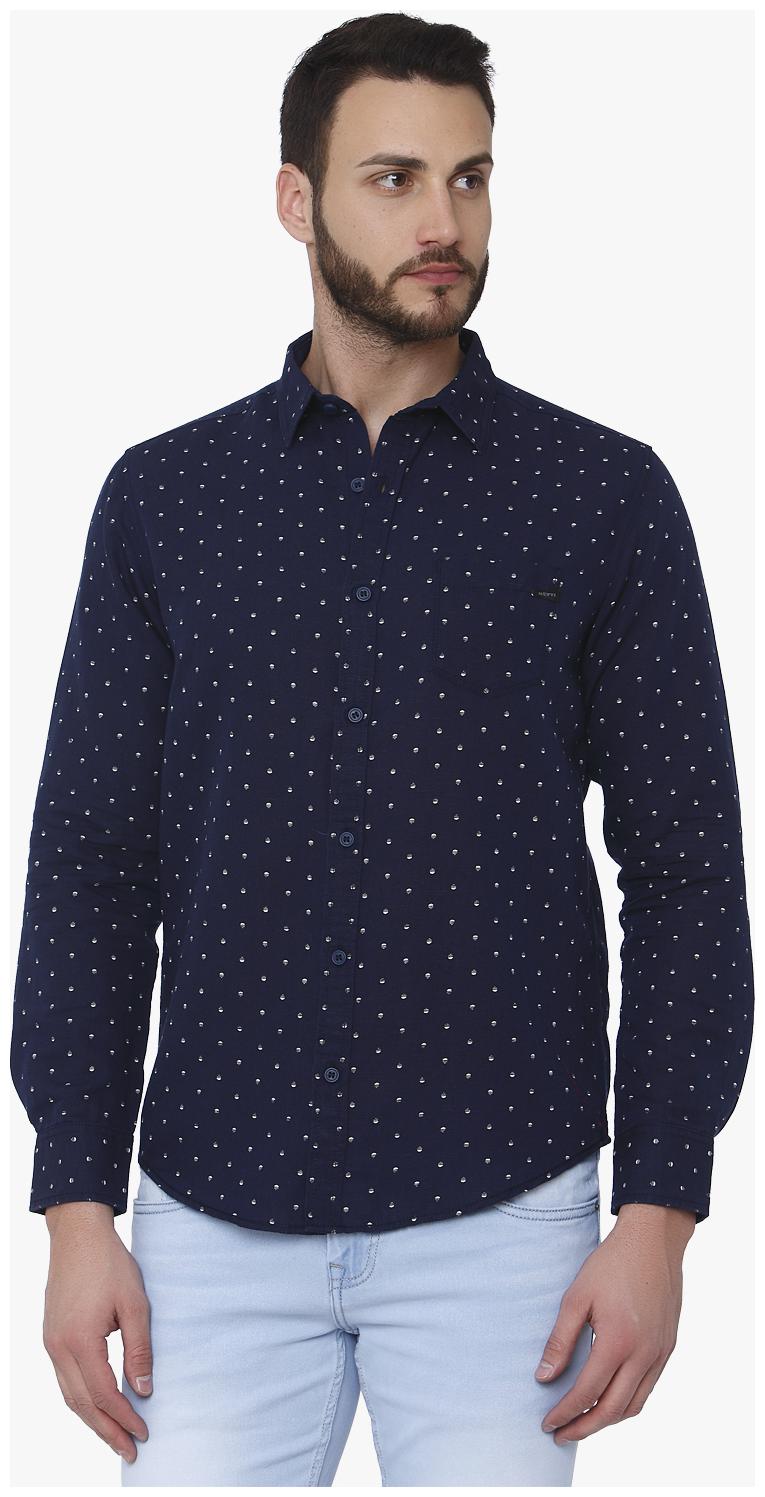 

Mufti Men Blue Polka Dots Slim Fit Casual Shirt