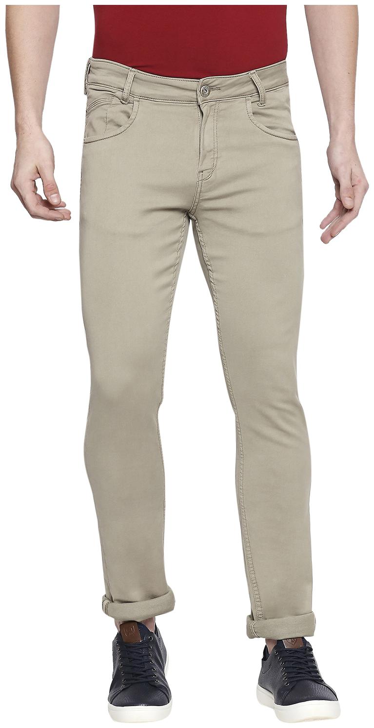 

Mufti Men Beige Solid Slim fit Regular trousers