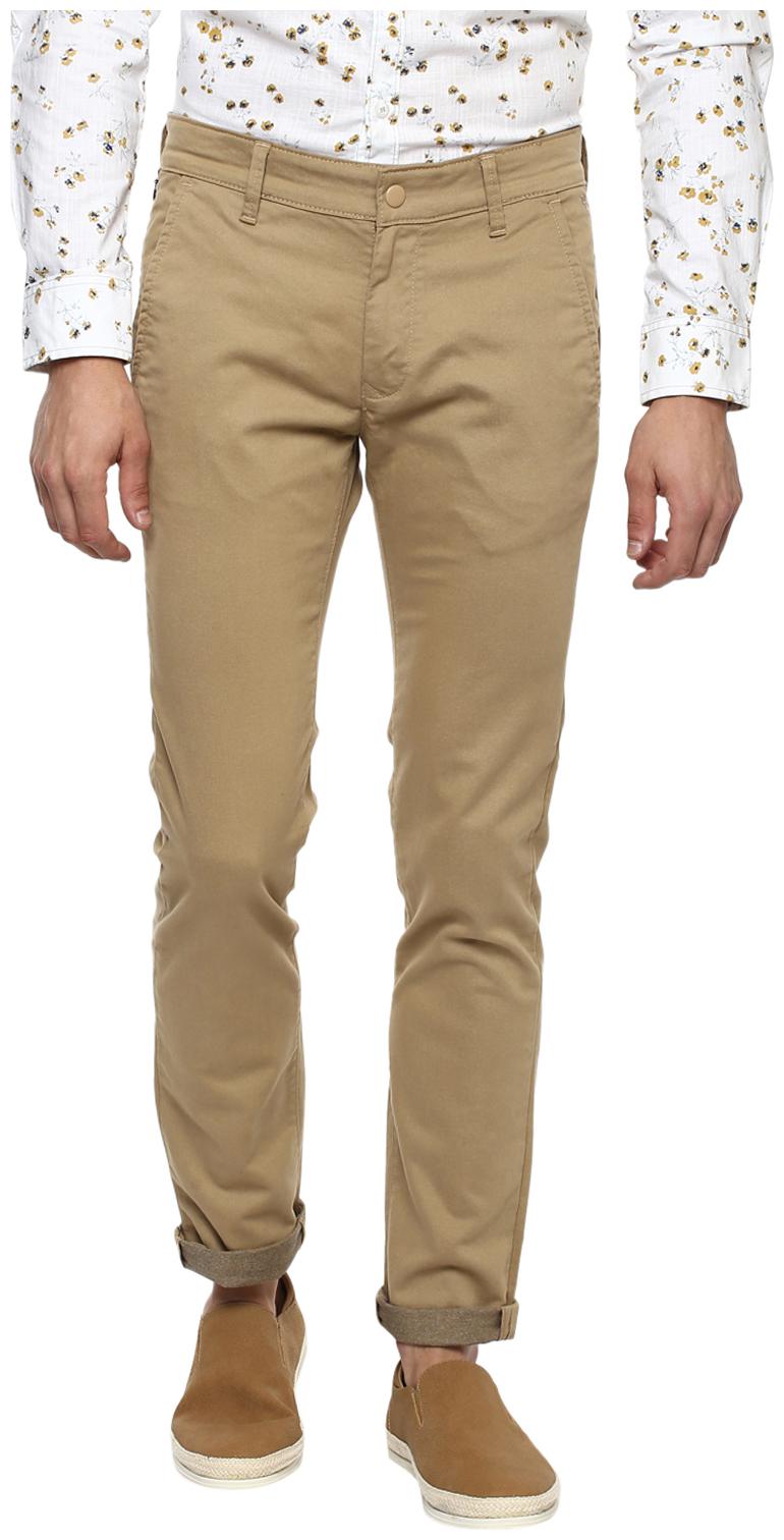 

Mufti Men Beige Solid Trousers