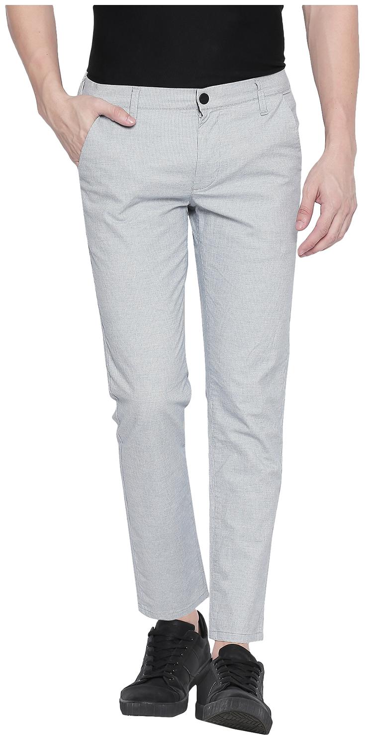 

Mufti Men Blue Striped Slim fit Regular trousers