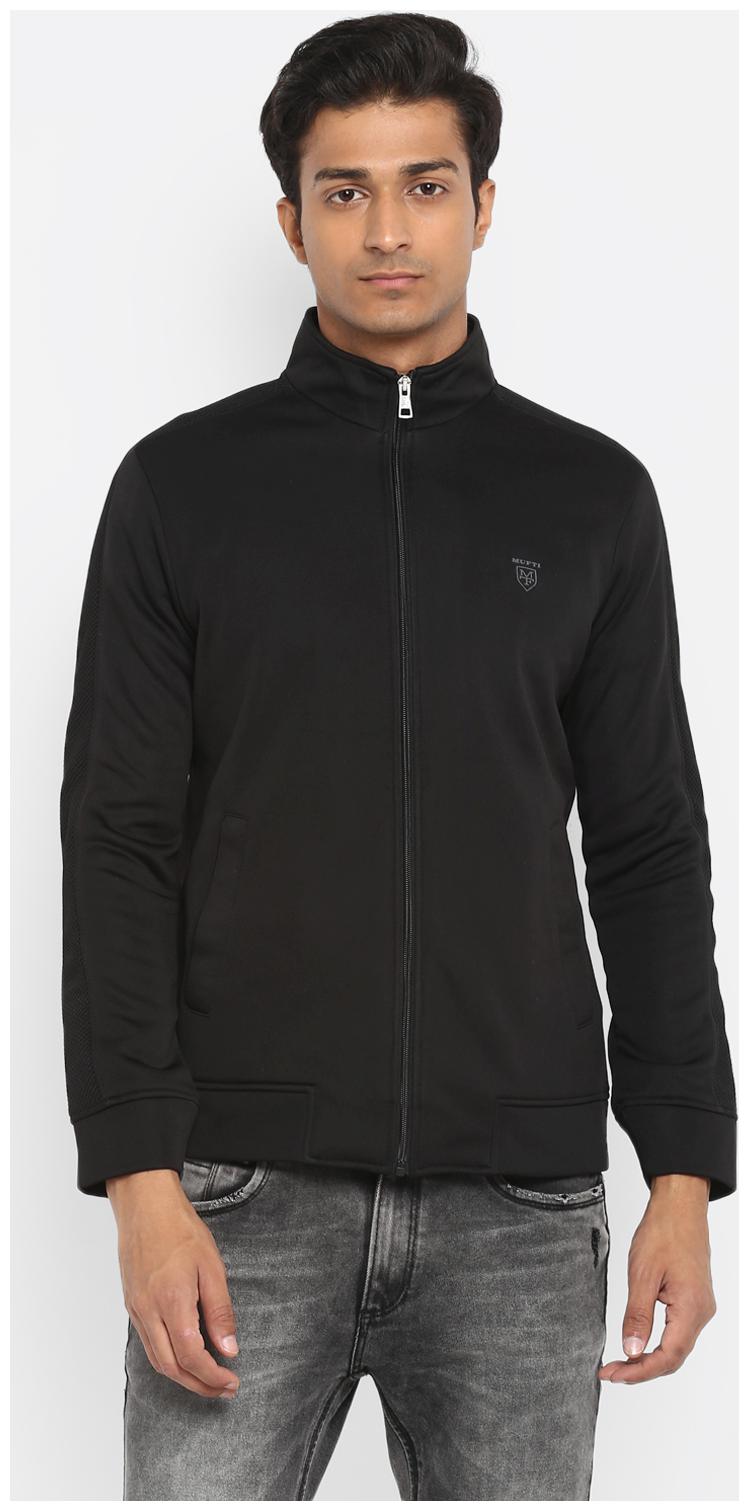 

Mufti Men Black Solid Bomber jacket
