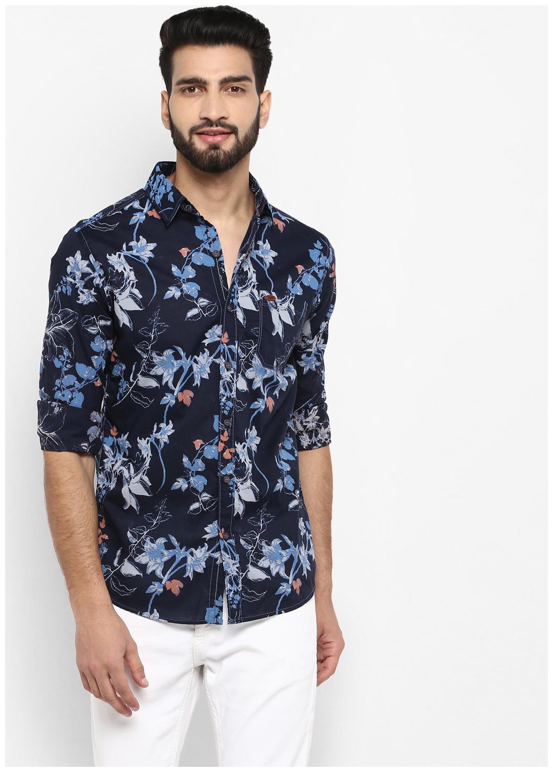 

Mufti Men Blue Floral Slim Fit Casual Shirt