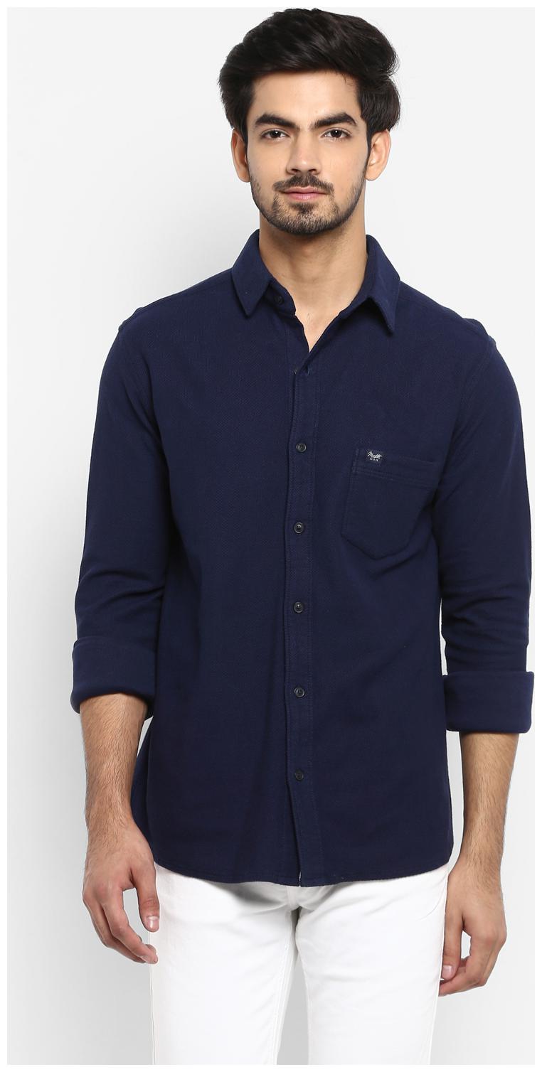 

Mufti Men Blue Solid Slim Fit Casual Shirt