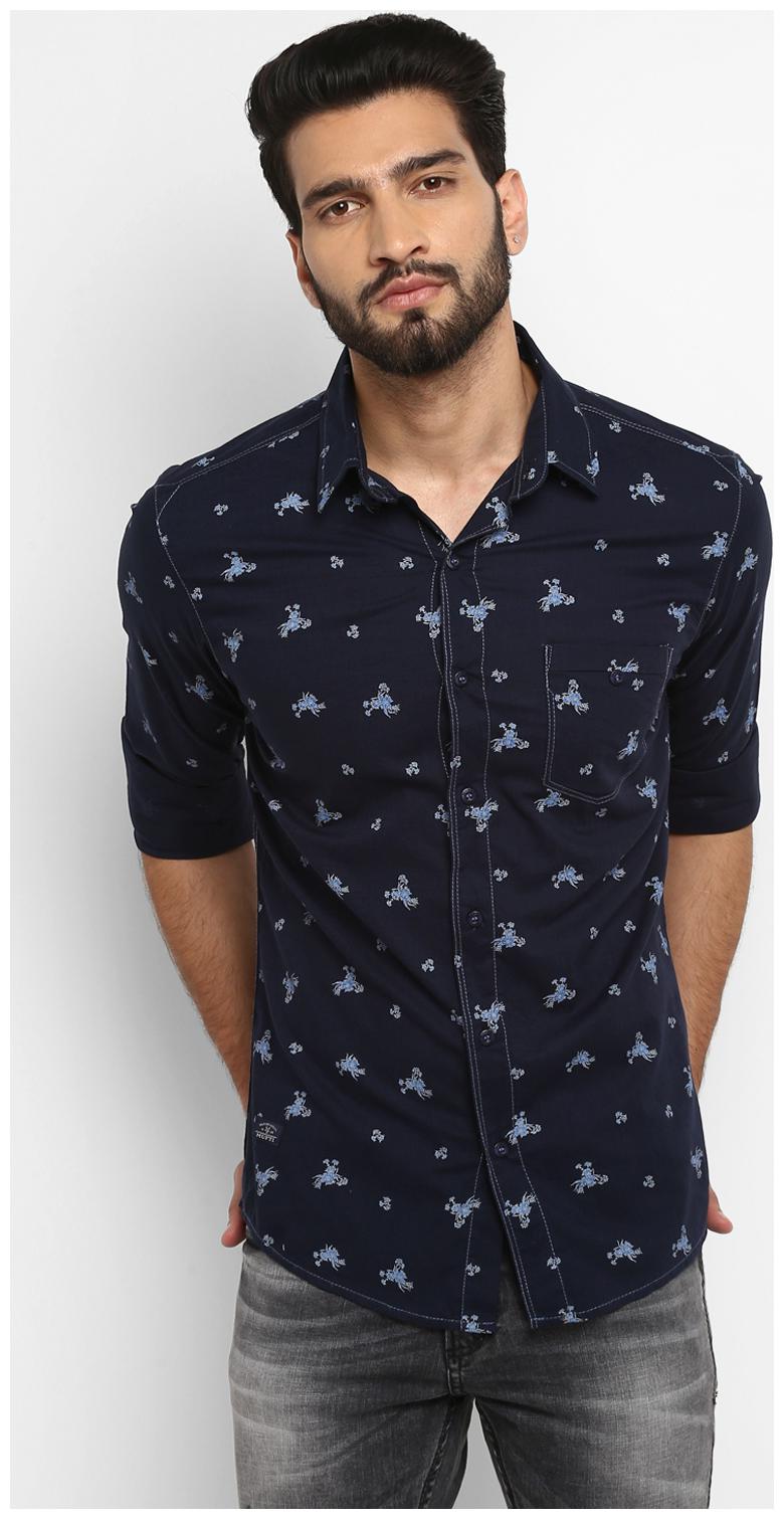 

Mufti Men Blue Printed Slim Fit Casual Shirt