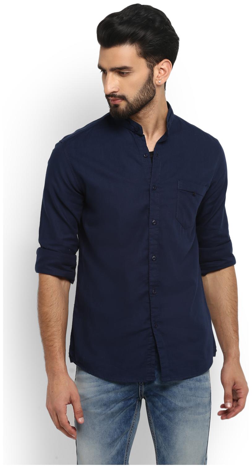 

Mufti Men Blue Solid Slim Fit Casual Shirt