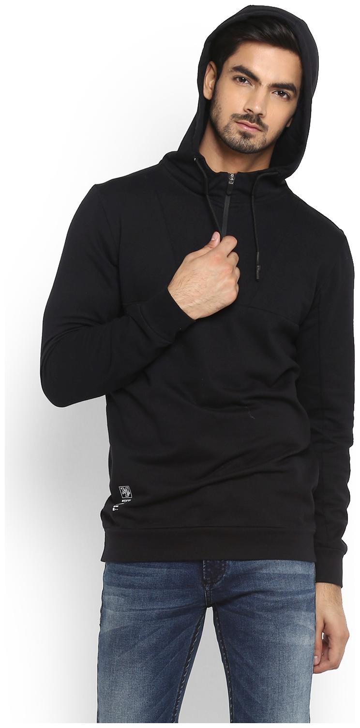 

Mufti Men Black Hooded Hoodie