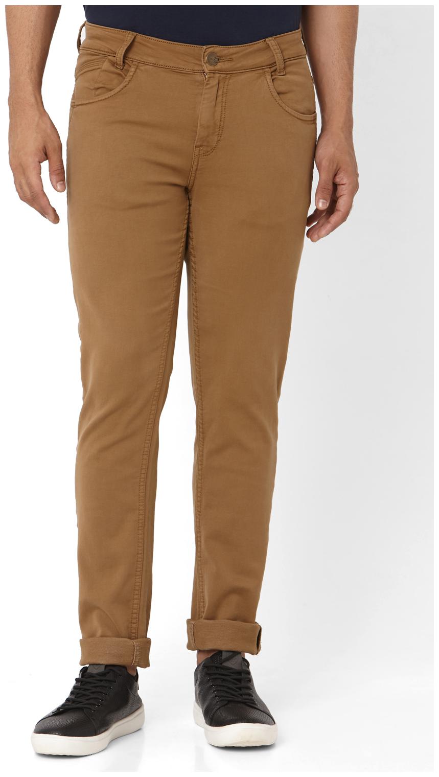 

Mufti Men Brown Solid Slim fit Regular trousers