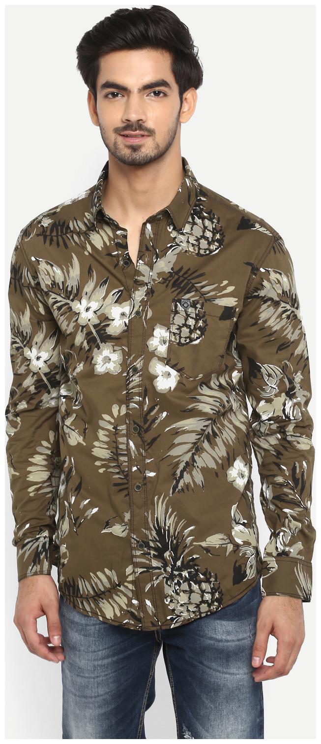

Mufti Men Brown Floral Slim Fit Casual Shirt