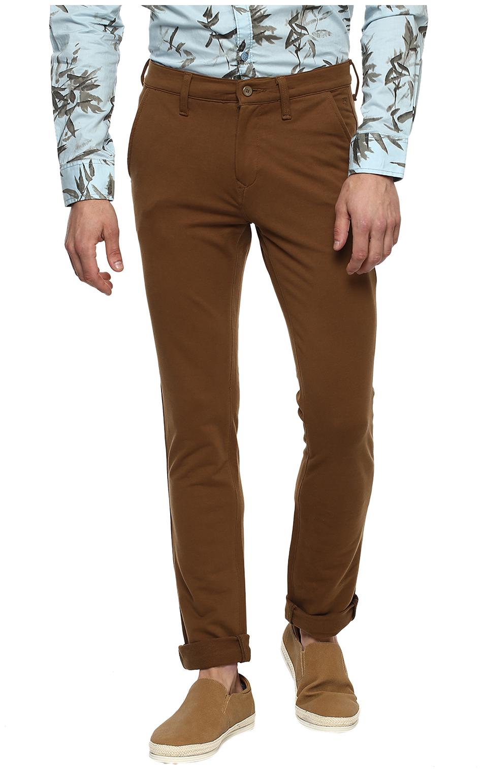 

Mufti Men Brown Solid Trousers