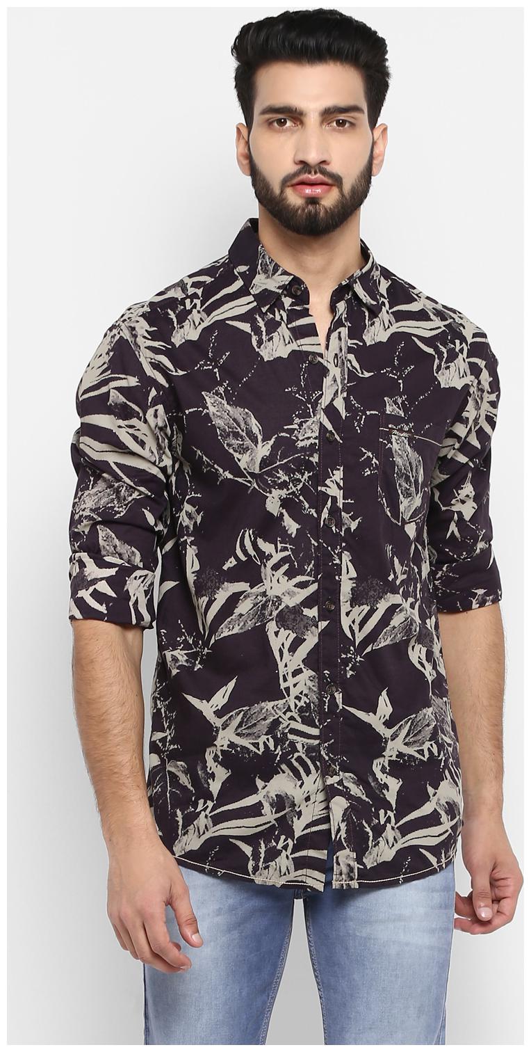 

Mufti Men Brown Printed Slim Fit Casual Shirt