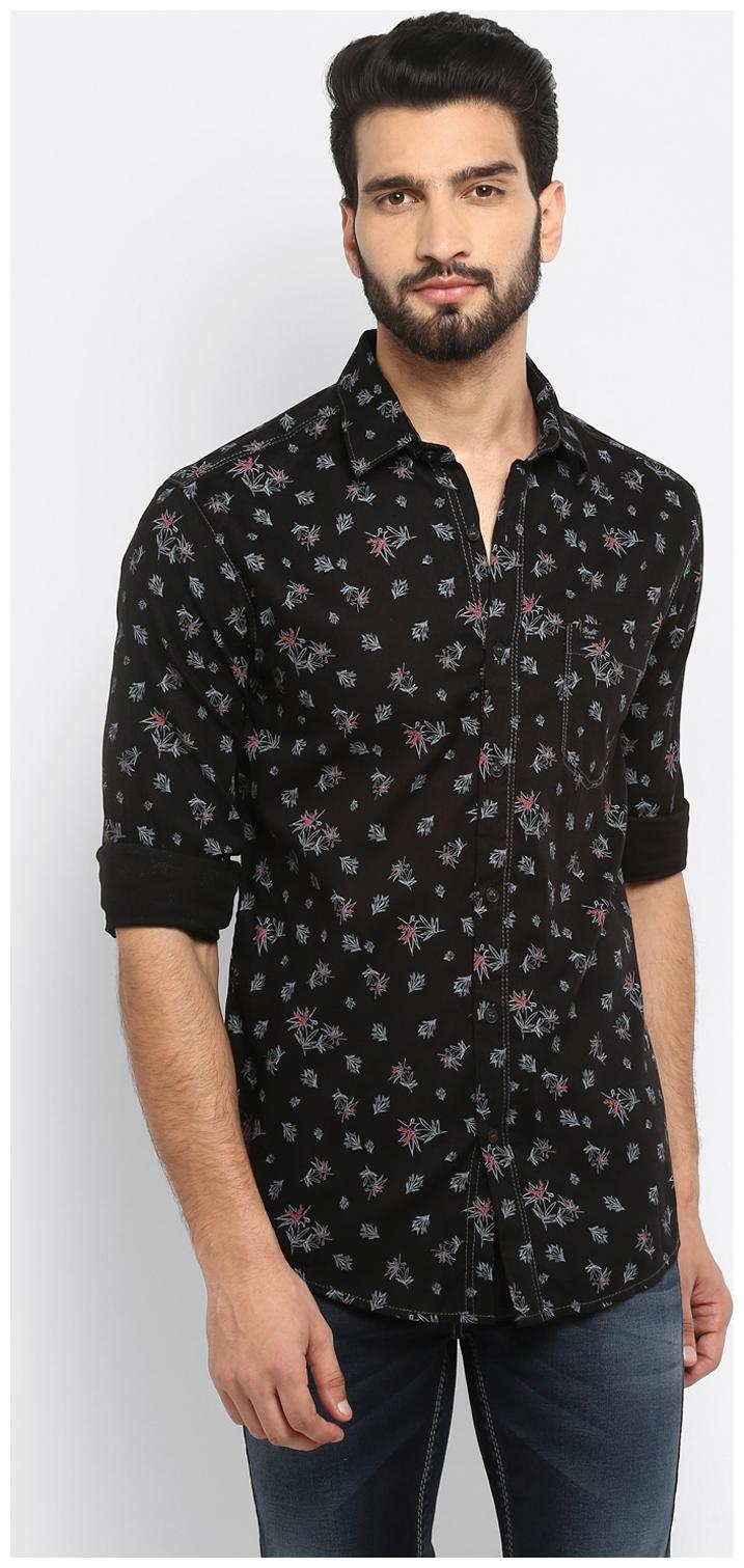 

Mufti Men Black Floral Slim Fit Casual Shirt