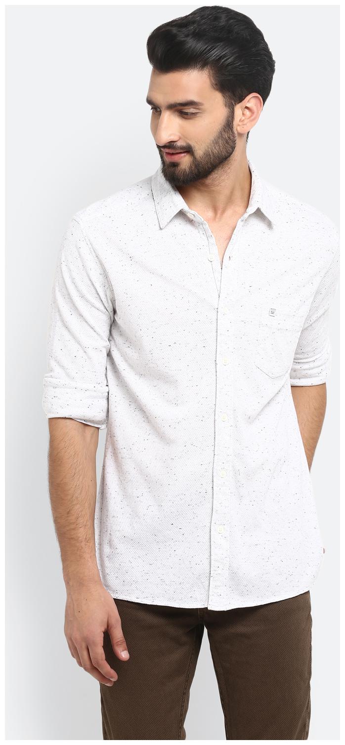

Mufti Men White Solid Slim Fit Casual Shirt