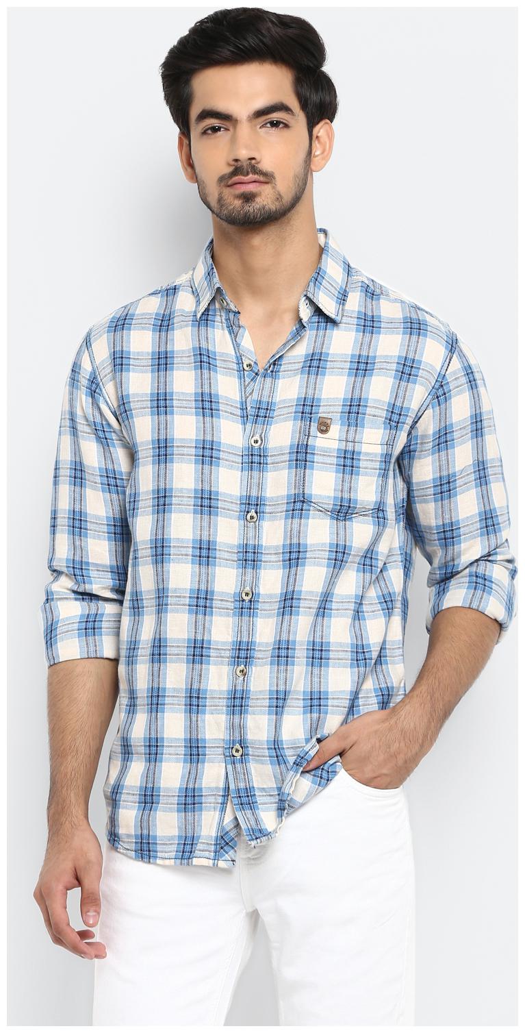 

Mufti Men White Checked Slim Fit Casual Shirt