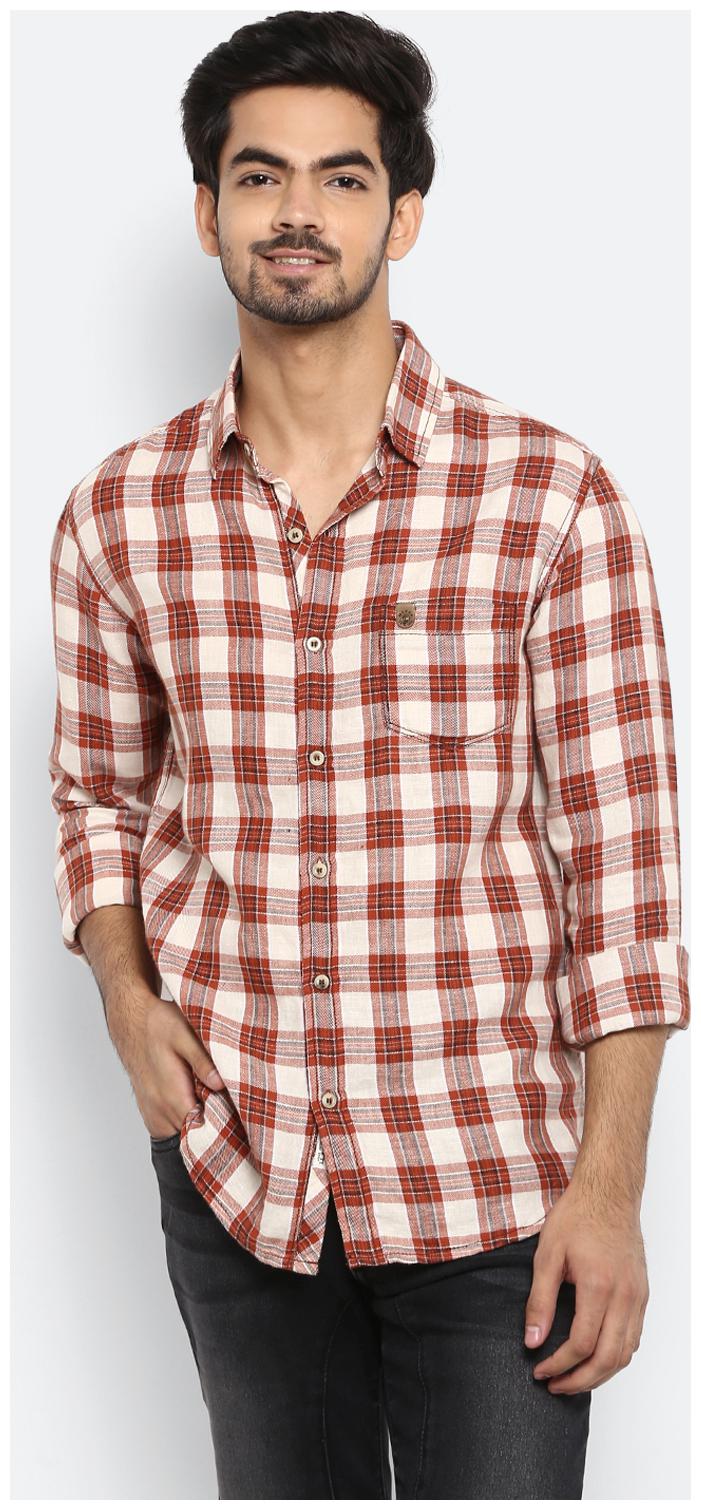 

Mufti Men White Checked Slim Fit Casual Shirt