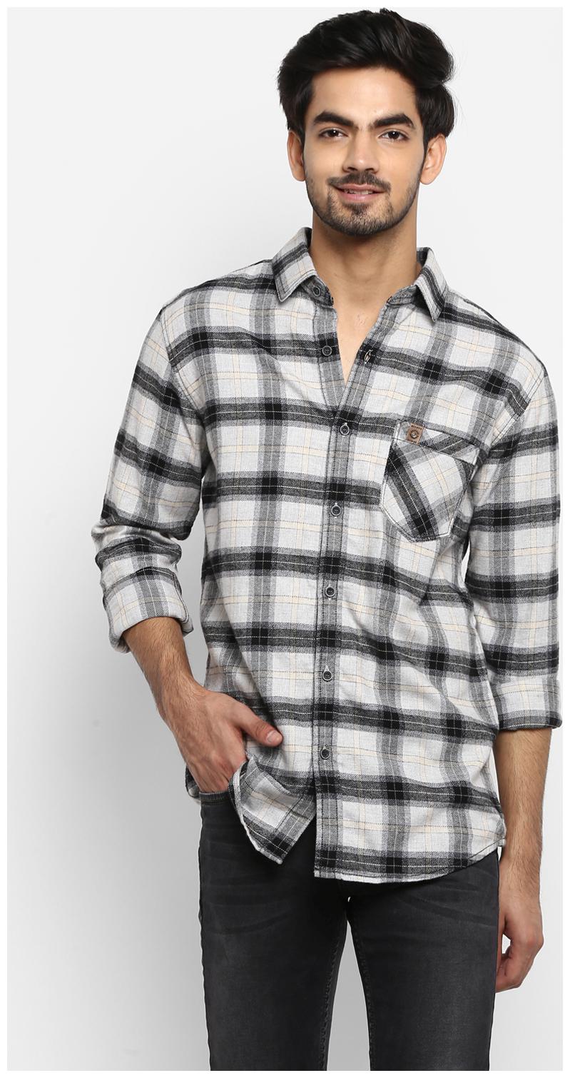 

Mufti Men Grey Checked Slim Fit Casual Shirt
