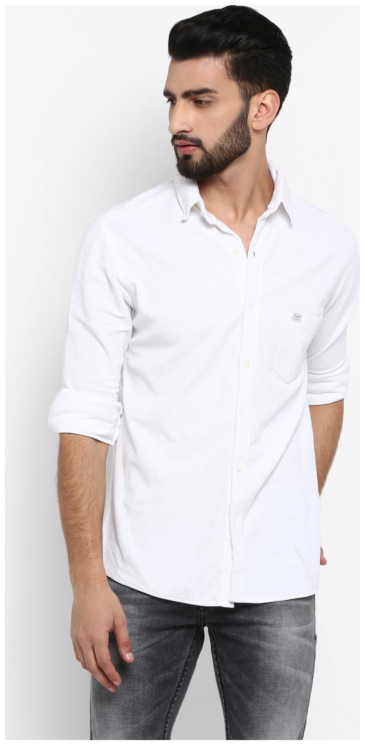 

Mufti Men White Solid Slim Fit Casual Shirt