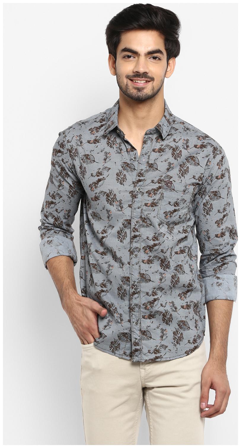 

Mufti Men Grey Floral Slim Fit Casual Shirt