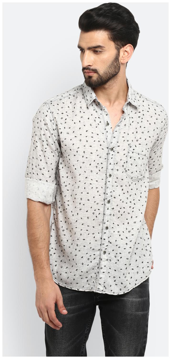 

Mufti Men Grey Printed Slim Fit Casual Shirt